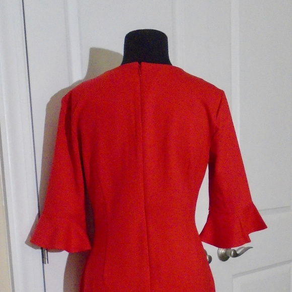 BANANA REPUBLIC Ponte Flutter-Sleeve Dress 10P RED - Picture 6 of 8
